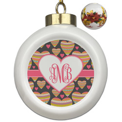 Hearts Ceramic Ball Ornaments - Poinsettia Garland (Personalized)