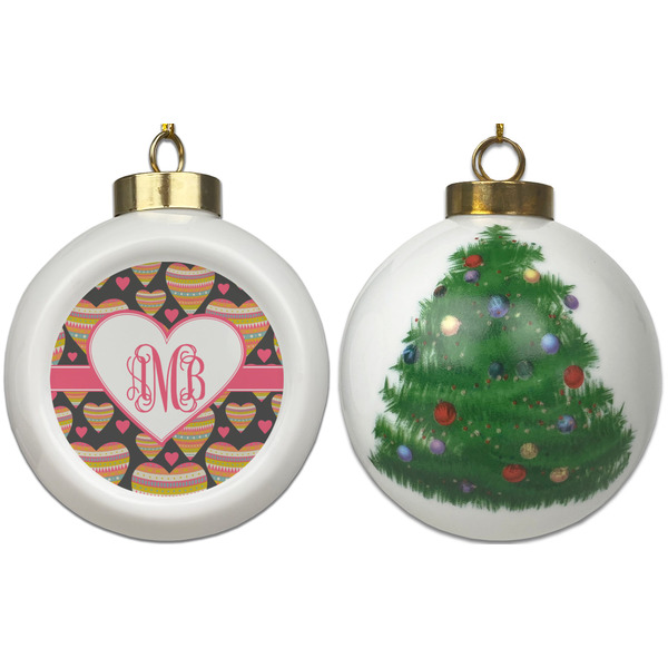 Hearts Ceramic Christmas Ornament - X-Mas Tree (APPROVAL)