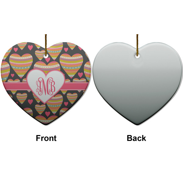 Hearts Ceramic Flat Ornament - Heart Front & Back (APPROVAL)