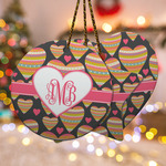 Hearts Ceramic Ornament w/ Monogram