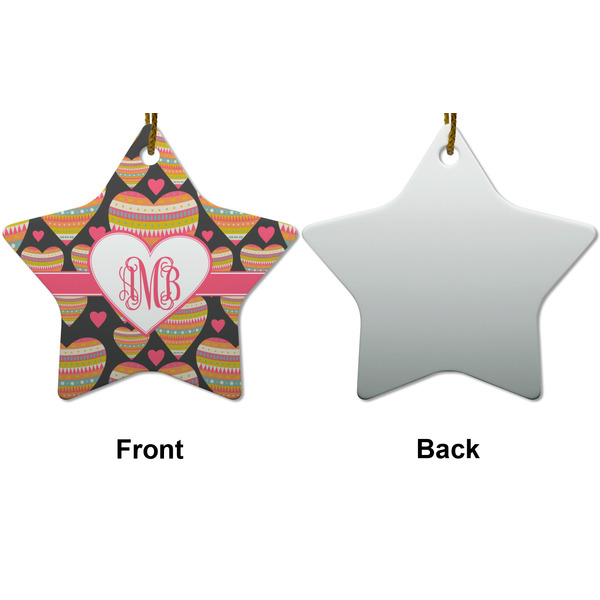 Hearts Ceramic Flat Ornament - Star Front & Back (APPROVAL)