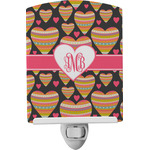 Hearts Ceramic Night Light w/ Monogram