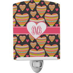 Hearts Ceramic Night Light w/ Monogram