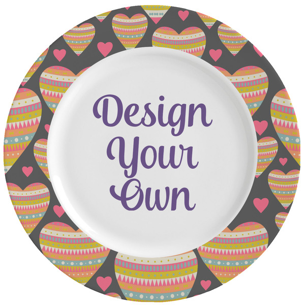 Custom Hearts Ceramic Dinner Plates (Set of 4) (Personalized)