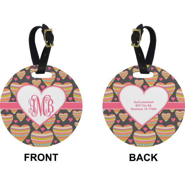 Hearts Circle Luggage Tag (Front + Back)