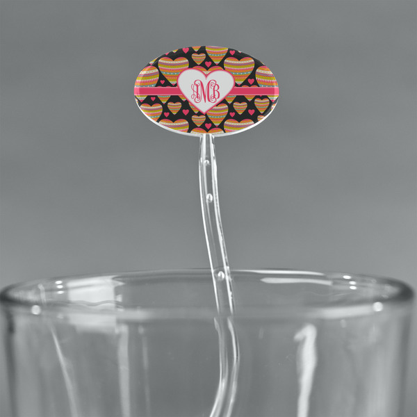 Hearts Clear Plastic 7" Stir Stick - Oval - Main