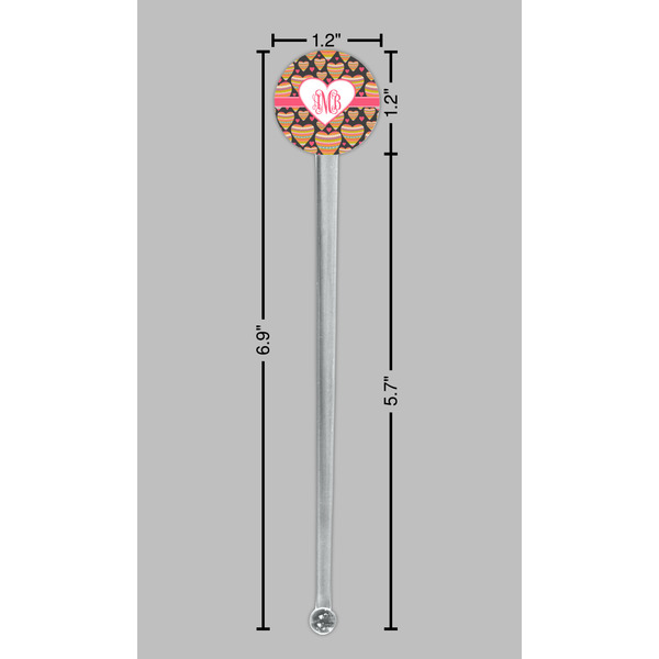 Hearts Clear Plastic 7" Stir Stick - Round - Dimensions