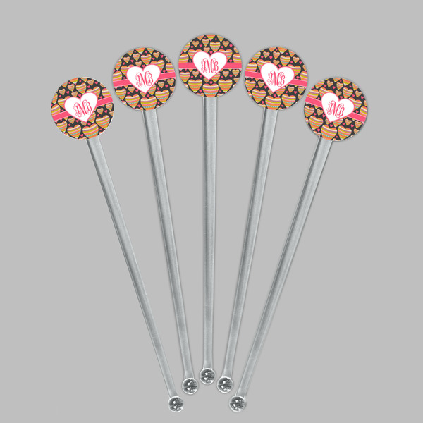 Hearts Clear Plastic 7" Stir Stick - Round - Fan View