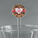 Hearts 5.5" Round Plastic Stir Sticks - Clear (Personalized)