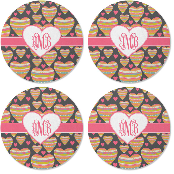 Hearts Coaster Round Rubber Back - Apvl