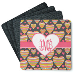Hearts Square Rubber Backed Coasters - Set of 4 (Personalized)