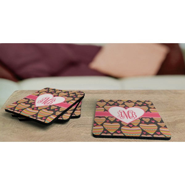 Hearts Coaster Rubber Back - On Coffee Table