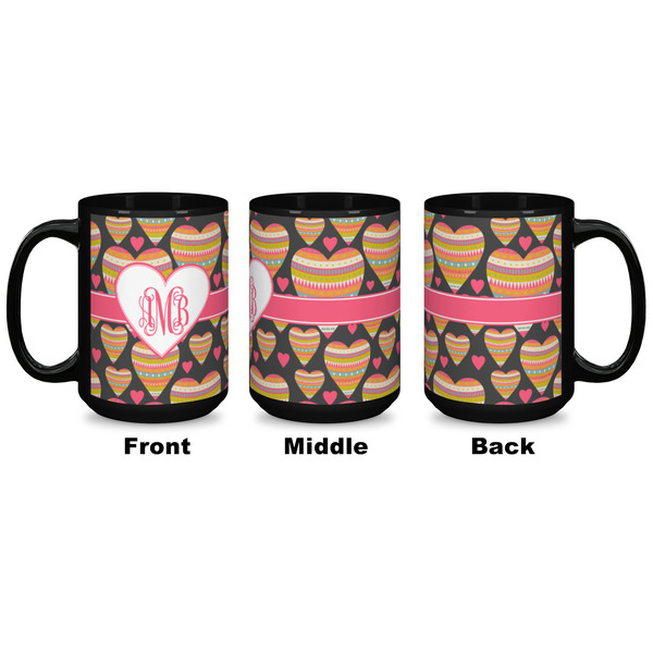 Hearts Coffee Mug - 15 oz - Black APPROVAL