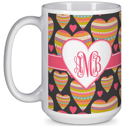 Hearts 15 Oz Coffee Mug - White (Personalized)
