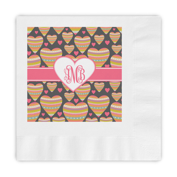 Custom Hearts Embossed Decorative Napkins (Personalized)