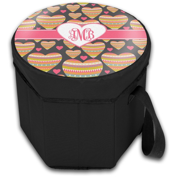Hearts Collapsible Personalized Cooler & Seat (Closed)