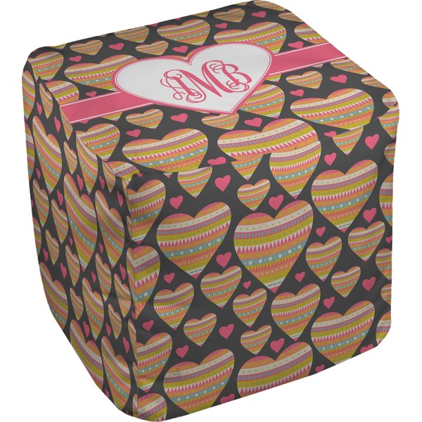 Custom Hearts Cube Pouf Ottoman (Personalized)