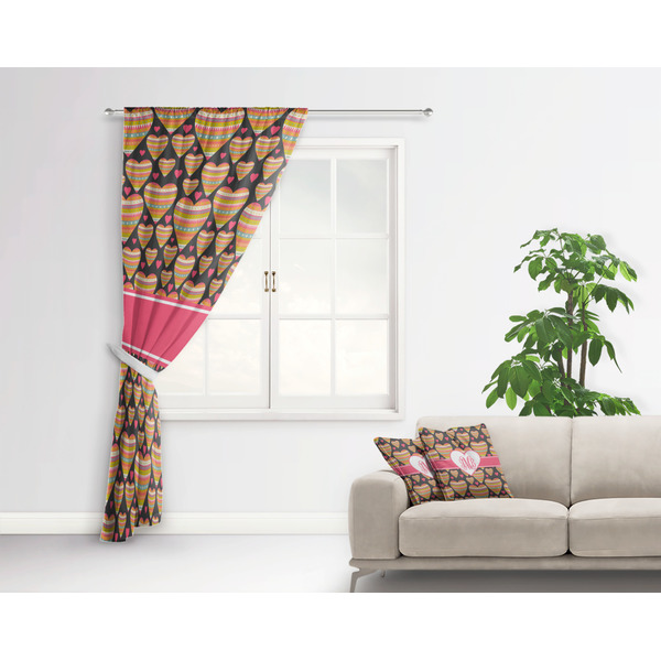 Hearts Curtain With Window and Rod - in Room Matching Pillow