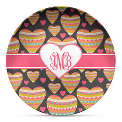 Hearts Microwave Safe Plastic Plate - Composite Polymer (Personalized)