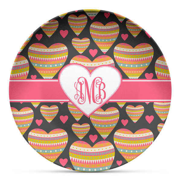 Custom Hearts Microwave Safe Plastic Plate - Composite Polymer (Personalized)