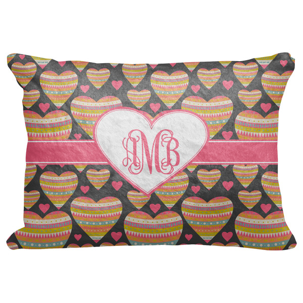 Custom Hearts Decorative Baby Pillowcase - 16"x12" w/ Monogram