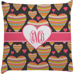 Hearts Decorative Pillow Case w/ Monogram