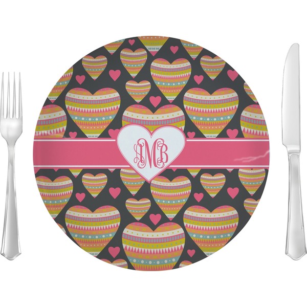 Custom Hearts Glass Lunch / Dinner Plate 10" (Personalized)