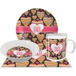 Hearts Dinner Set - Single 4 Pc Setting w/ Monograms