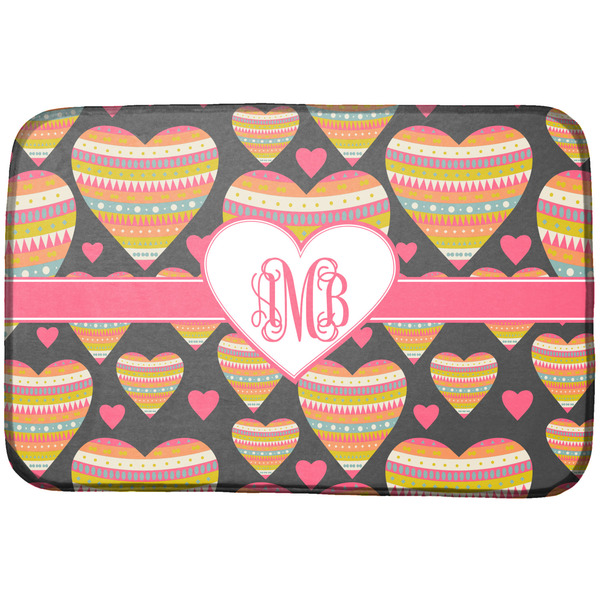 Custom Hearts Dish Drying Mat w/ Monogram
