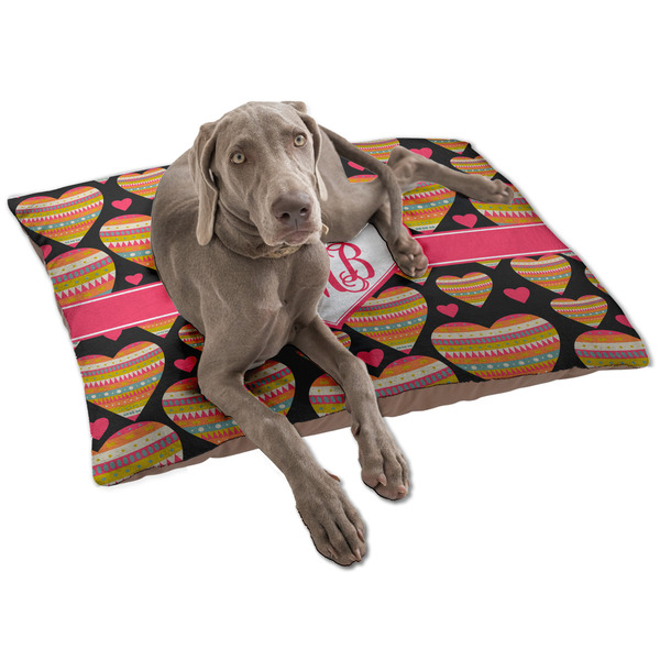 Custom Hearts Dog Bed - Large w/ Monogram