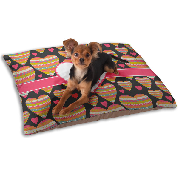 Custom Hearts Dog Bed - Small w/ Monogram