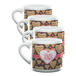 Hearts Double Shot Espresso Cups - Set of 4 (Personalized)