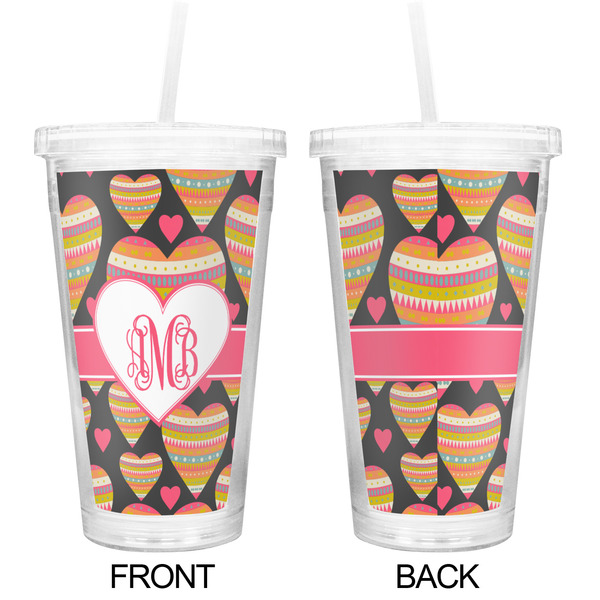 Hearts Double Wall Tumbler with Straw - Approval