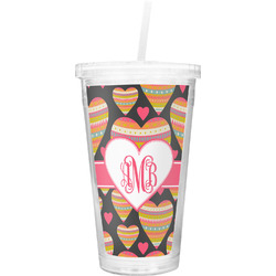 Hearts Double Wall Tumbler with Straw (Personalized)