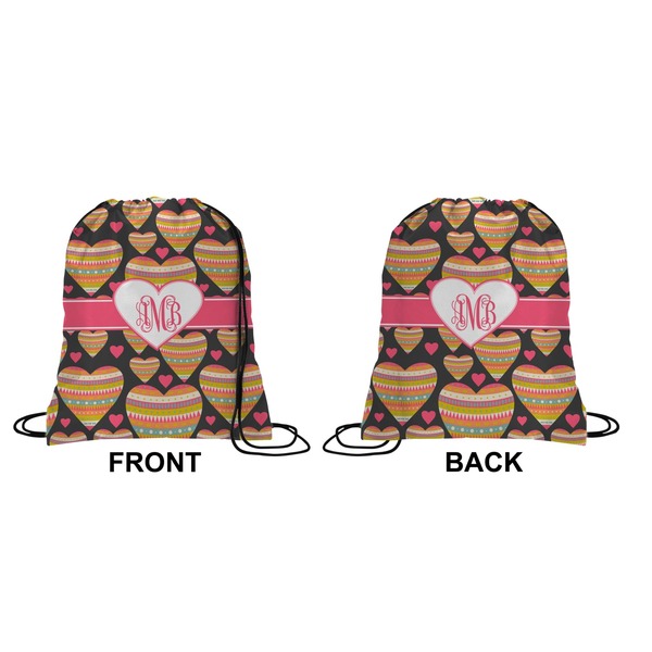 Hearts Drawstring Backpack Front & Back Small