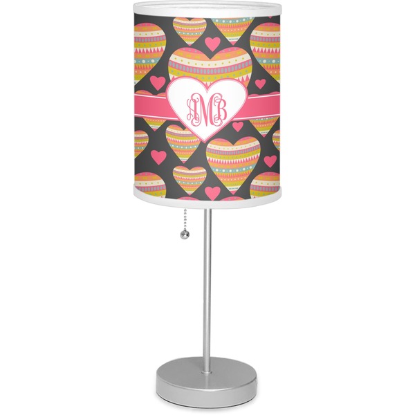 Custom Hearts 7" Drum Lamp with Shade Linen (Personalized)
