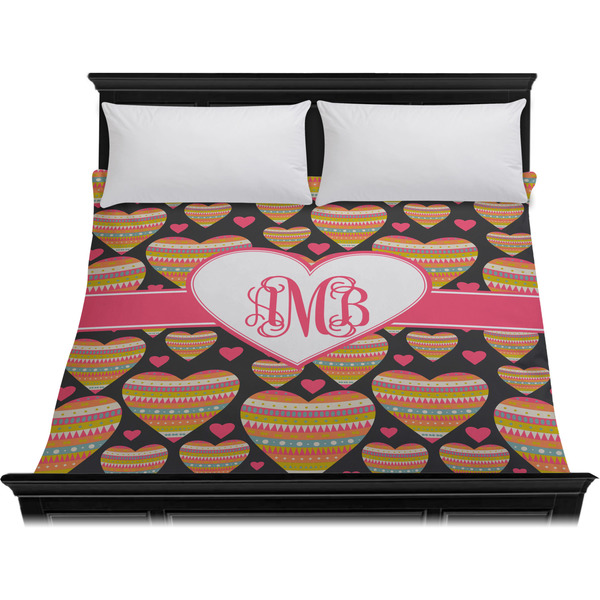 Hearts Duvet Cover - King - On Bed - No Prop