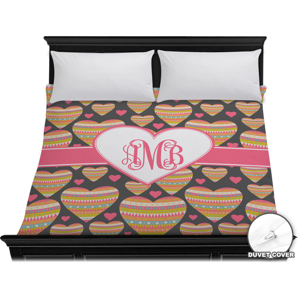 Custom Hearts Duvet Cover - King (Personalized)