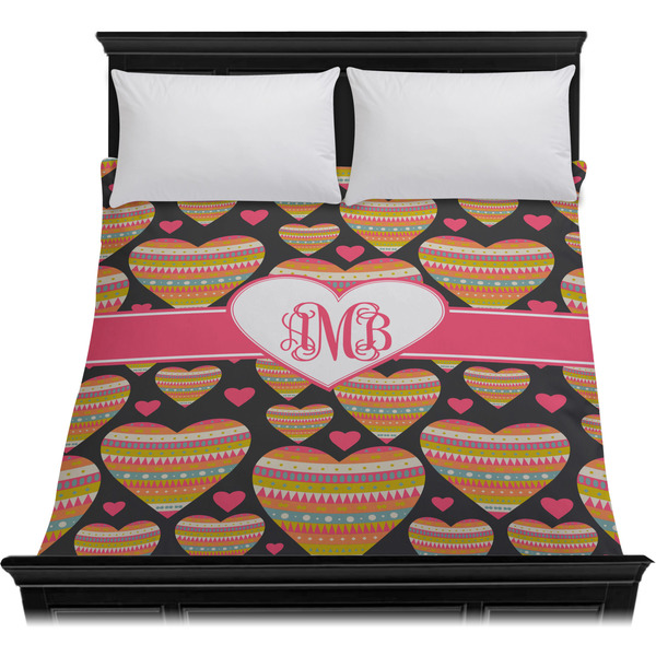 Hearts Duvet Cover - Queen - On Bed - No Prop