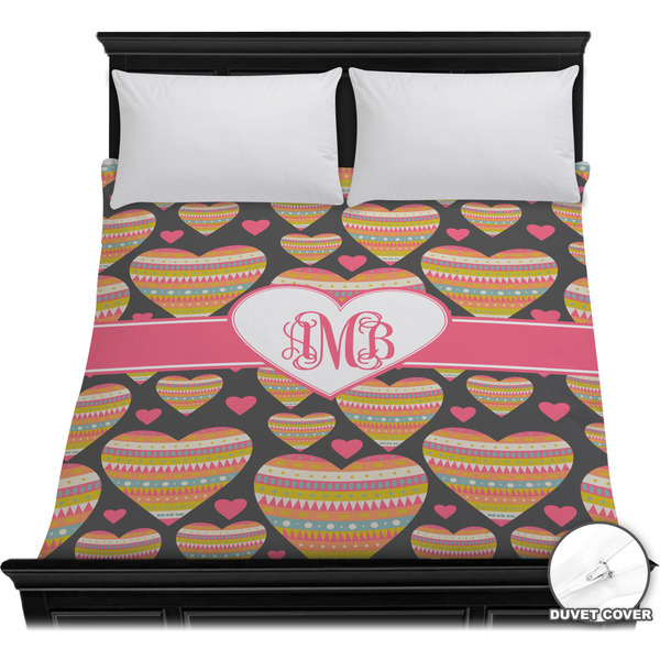 Custom Hearts Duvet Cover - Full / Queen (Personalized)