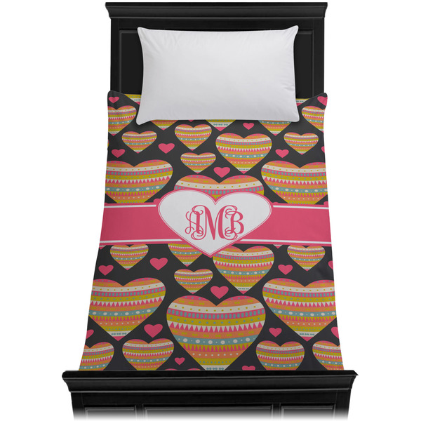Hearts Duvet Cover - Twin - On Bed - No Prop
