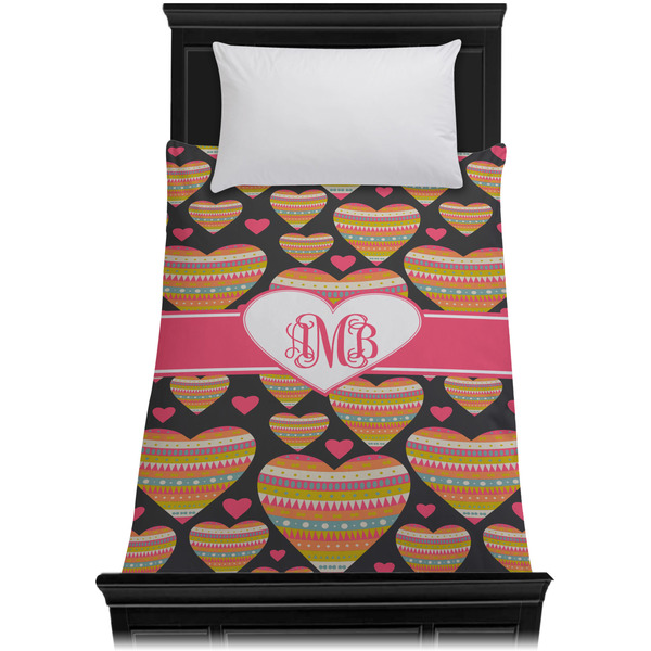 Hearts Duvet Cover - Twin XL - On Bed - No Prop