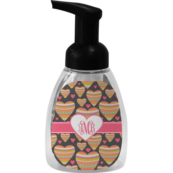 Custom Hearts Foam Soap Bottle - Black (Personalized)