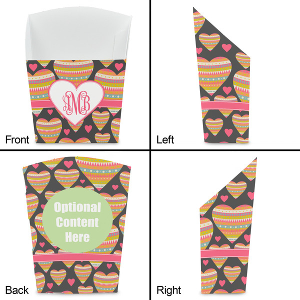 Hearts French Fry Favor Box - Front & Back View