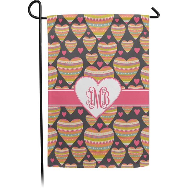 Custom Hearts Small Garden Flag - Single Sided w/ Monograms