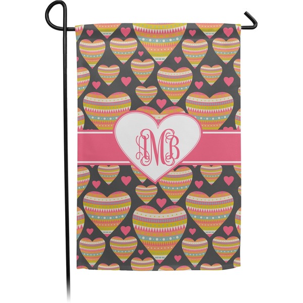 Custom Hearts Small Garden Flag - Double Sided w/ Monograms