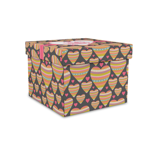 Custom Hearts Gift Box with Lid - Canvas Wrapped - Small (Personalized)