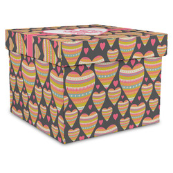 Hearts Gift Box with Lid - Canvas Wrapped - XX-Large (Personalized)