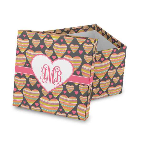 Custom Hearts Gift Box with Lid - Canvas Wrapped (Personalized)