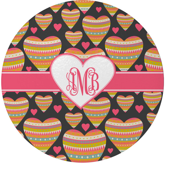 Custom Hearts Round Glass Cutting Board - Medium (Personalized)